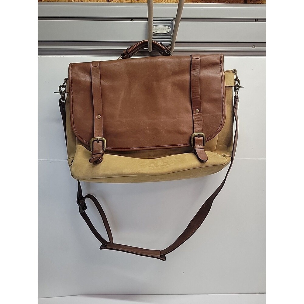 Vintage Genuin Leather Messenger Bag Unisex Shoulder Strap Brown
